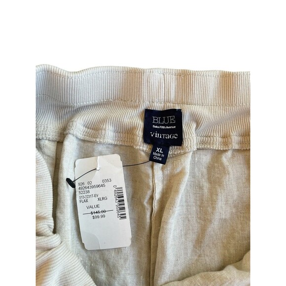 Saks Fifth Avenue Blue XL ivory Linen Pants Womens‎ Pull-On Wide Leg Drawstring - Picture 6 of 13